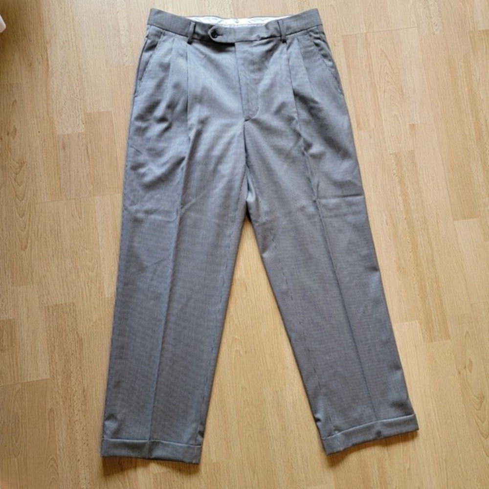 Enzo‎ Mantovani Mens Wool Plaid Pleated Dress Pants Size 32/29 Made in Italy